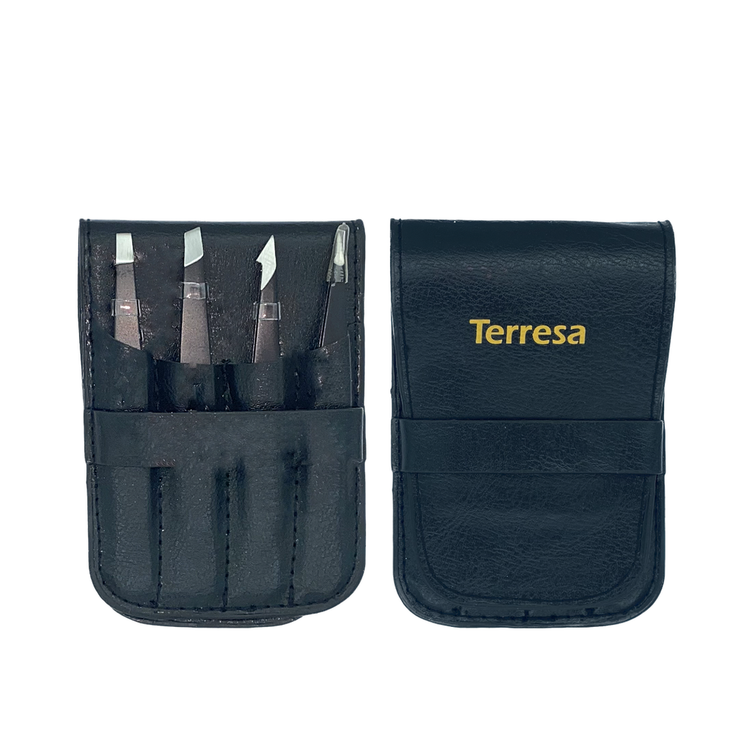 Estuche de Juego de Pinzas para Depilar 4 Piezas