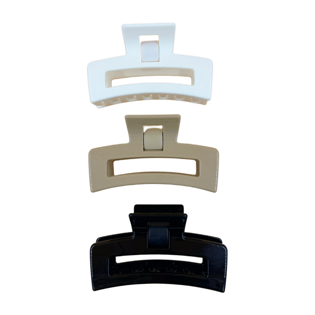 Pinzas para el Cabello Negra, Café y Blanca Home Beauty 3 Piezas Mediana