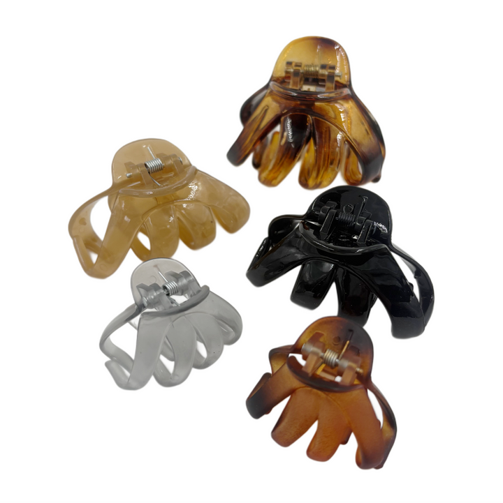 Pinzas para el Cabello Café, Negra y Gris Home Beauty 5 Piezas 3 Tamaños