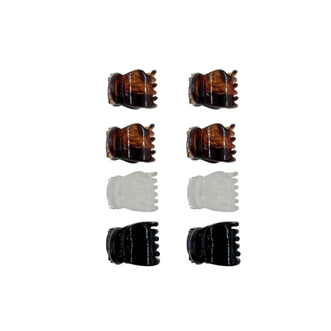 Pinzas para el Cabello Negras, Blancas y Café Home Beauty 8 Piezas Mini