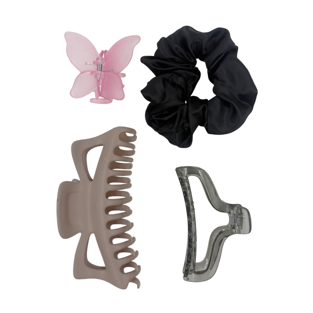 Kit de Pinzas y Scrunchie Home Beauty 4 Piezas