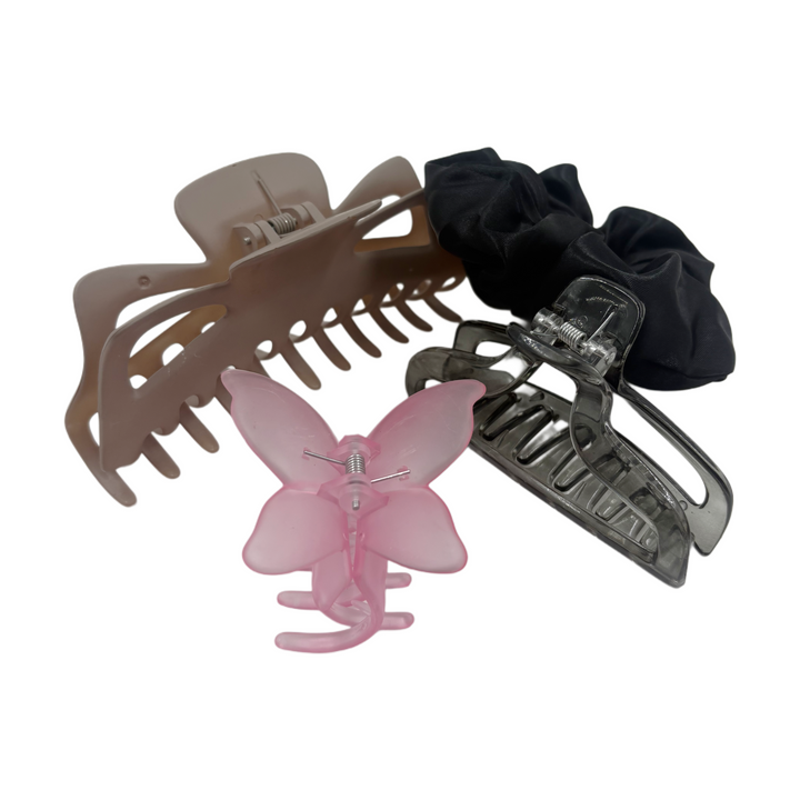 Kit de Pinzas y Scrunchie Home Beauty 4 Piezas