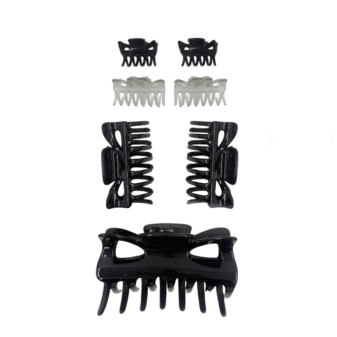 Pinzas para el Cabello Negra y Blanca Home Beauty 7 Piezas 4 Tamaños
