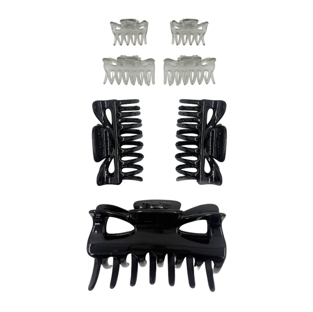 Pinzas para el Cabello Negra y Blanca Home Beauty 7 Piezas 4 Tamaños
