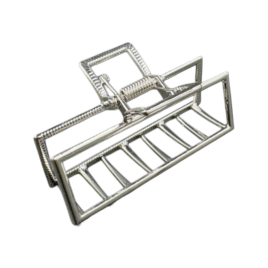 Pinza Metálica Plateada para Cabello Home Beauty 1 Pieza Grande