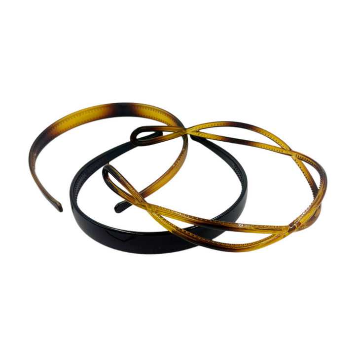 Diadema Negra y Carey Home Beauty 4 Piezas