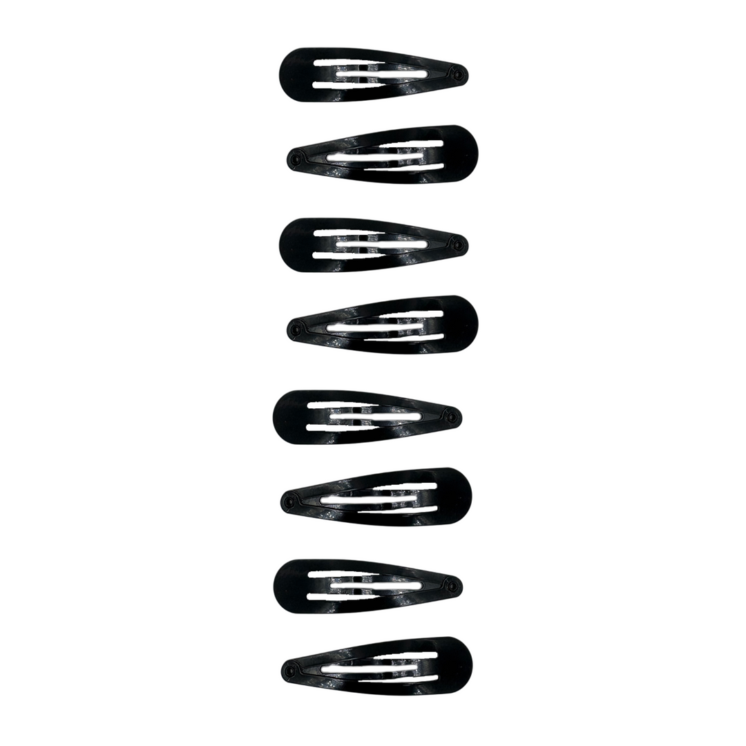 Clips para el Cabello Metálico Negro Brillante Home Beauty 8 Piezas