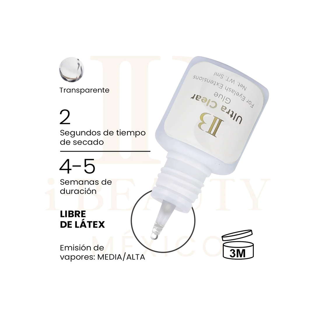 Adhesivo para Extensiones de Pestaña Tapa Blanca Ultra Clear 5 ml