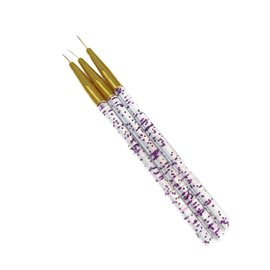 Juego de Pinceles Morado/Trasparente para Decorar con 3 piezas Xiaoya