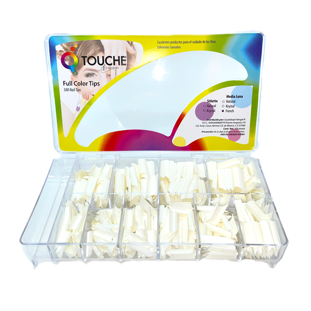 Uñas (Tips) Cuadrada French con 500 piezas Touche