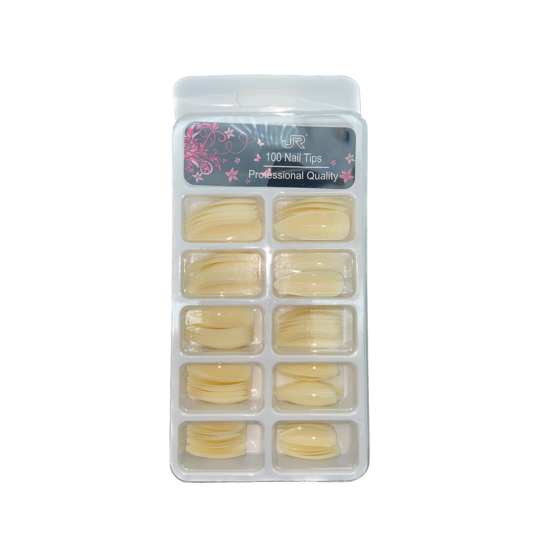 Uñas (Tips) Almendra Natural con 100 piezas JR