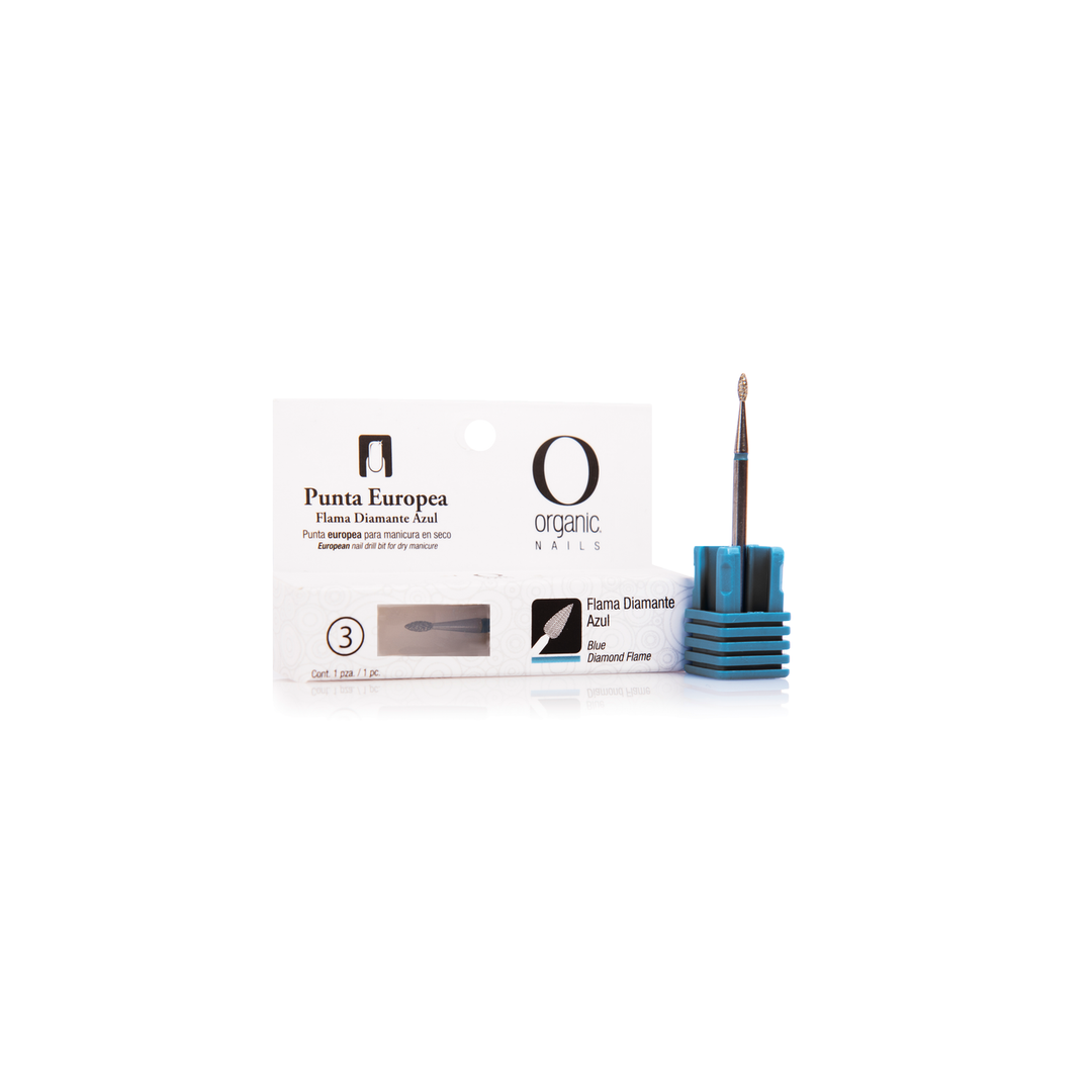 Punta Europea Flama Diamante Azul Organic Nails