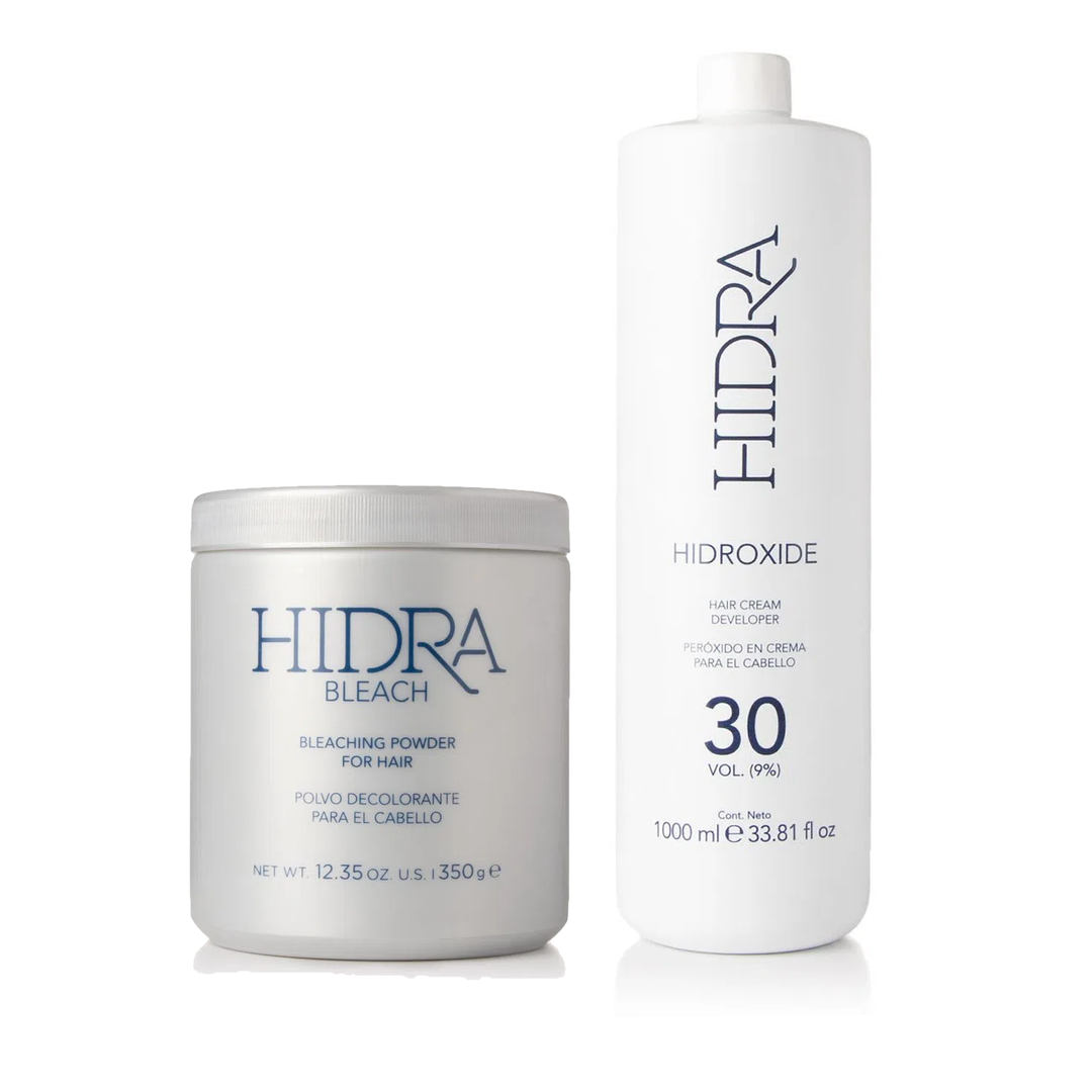 Decolorante Hidra Bleach Azul 350g + Peróxido 30 vol 1 L