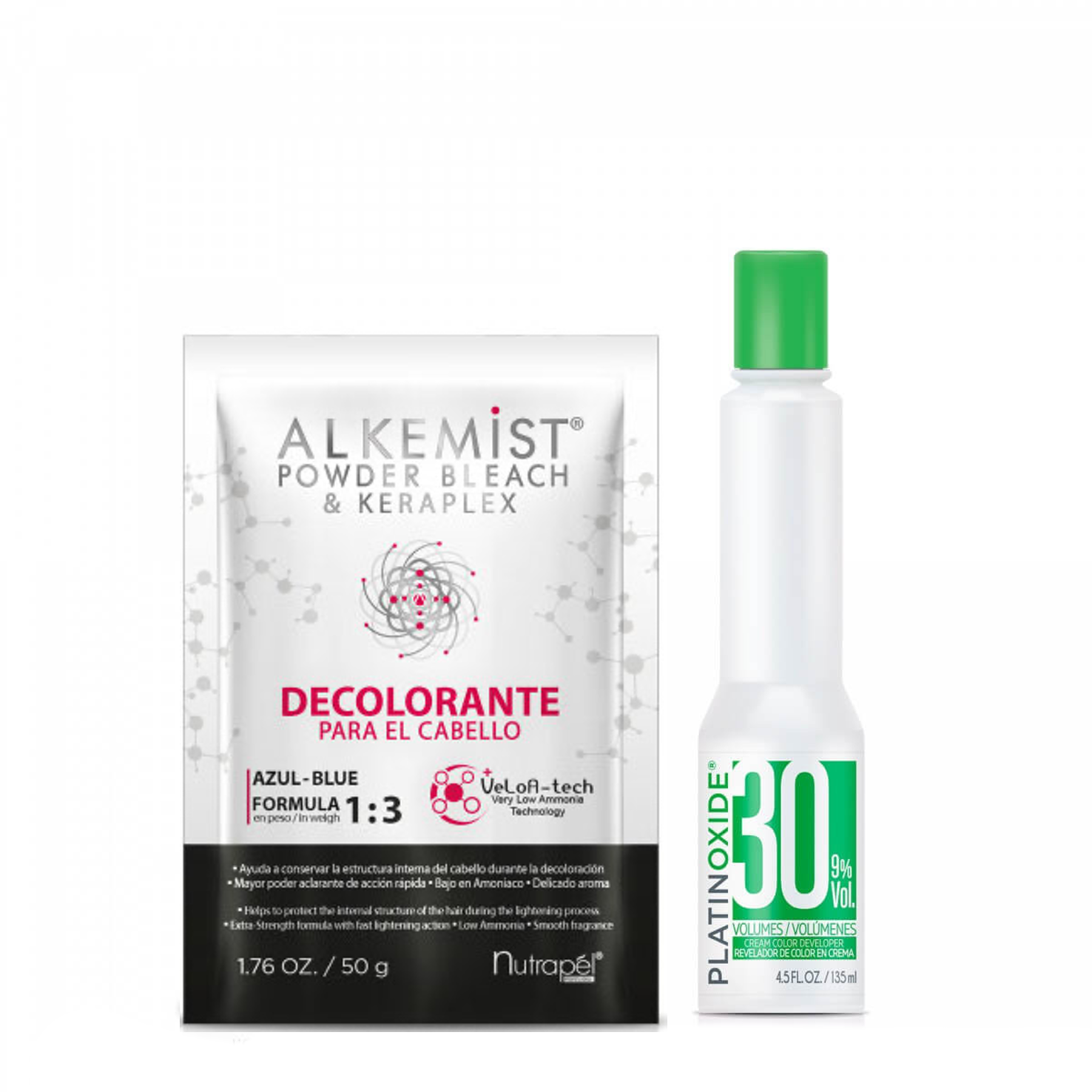 Polvo Decolorante y Peroxido de 30 NUTRAPEL 50 g