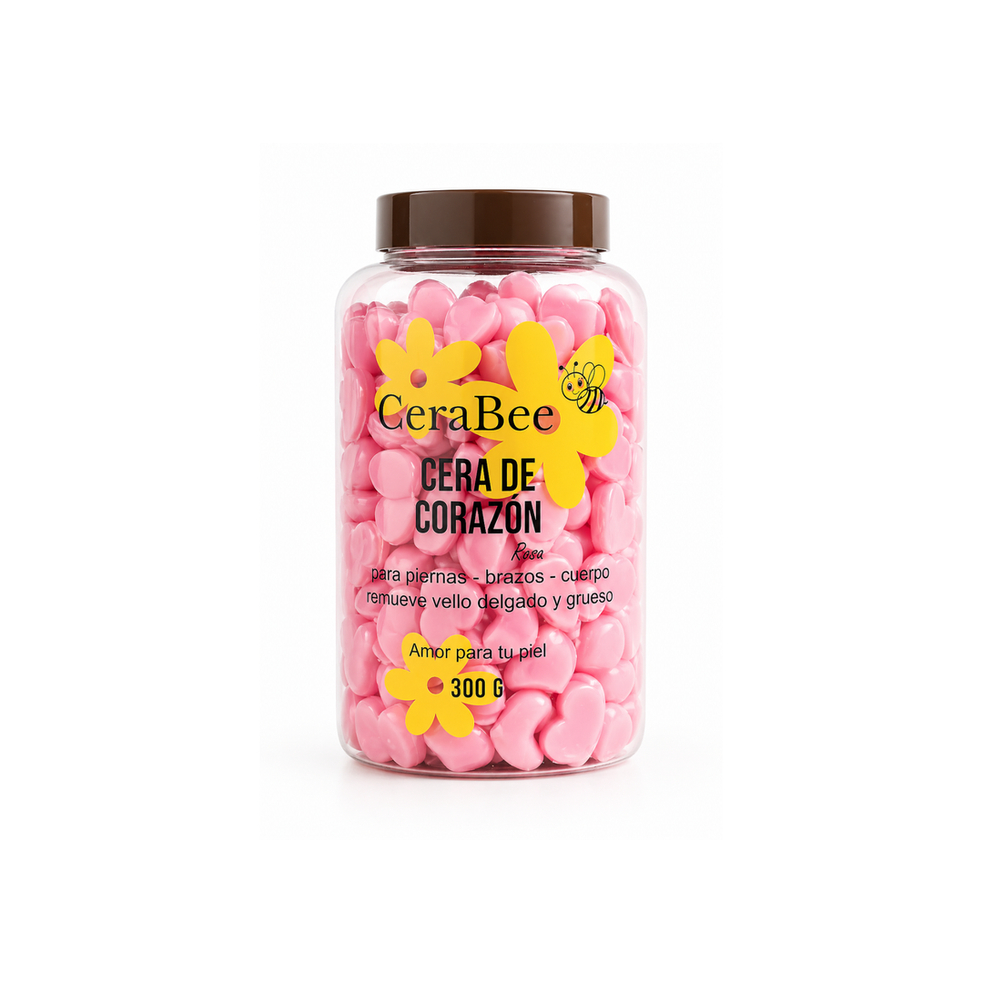 Cera Depilatoria CeraBee Forma de Corazón Rosa 300g