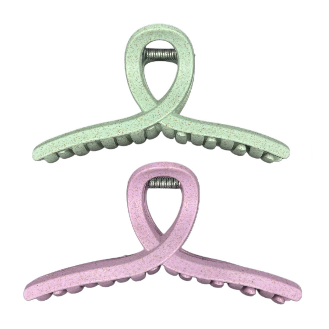 Pinzas para el Cabello Rosa y Verde Pastel Home Beauty 2 Piezas Grandes