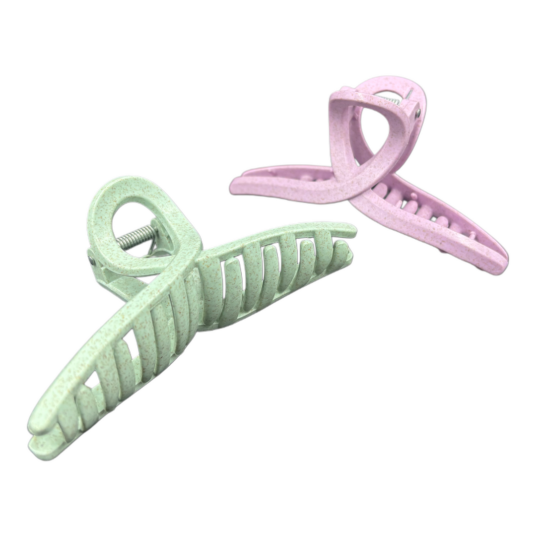 Pinzas para el Cabello Rosa y Verde Pastel Home Beauty 2 Piezas Grandes