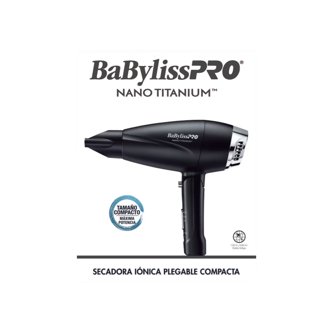 Secadora iónica plegable compacta de 1200 W Negra BaBylissPRO BNT910MBES