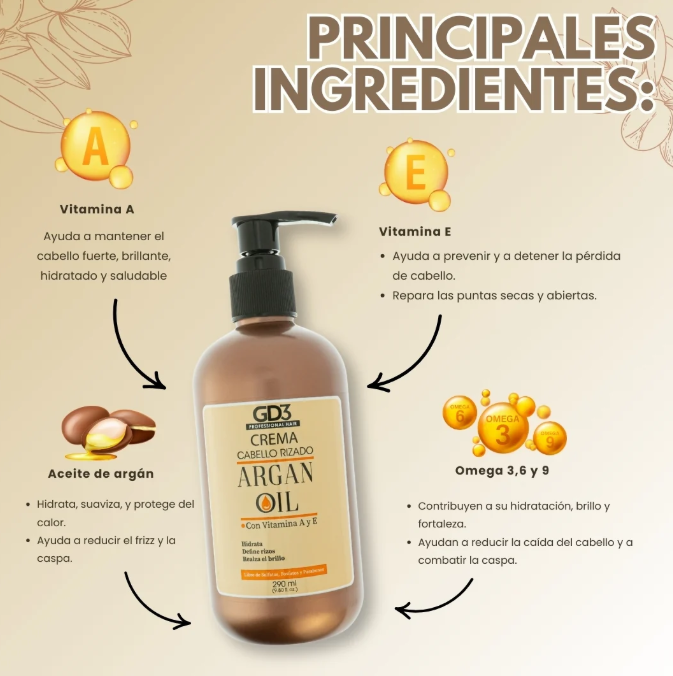 Crema Cabello Rizado Argan Oil 290 ml - GD3