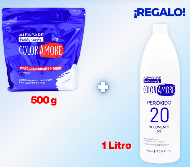 Decolorante Color Amore 9 Tonos 500g + Peróxido 1 L Alfaparf