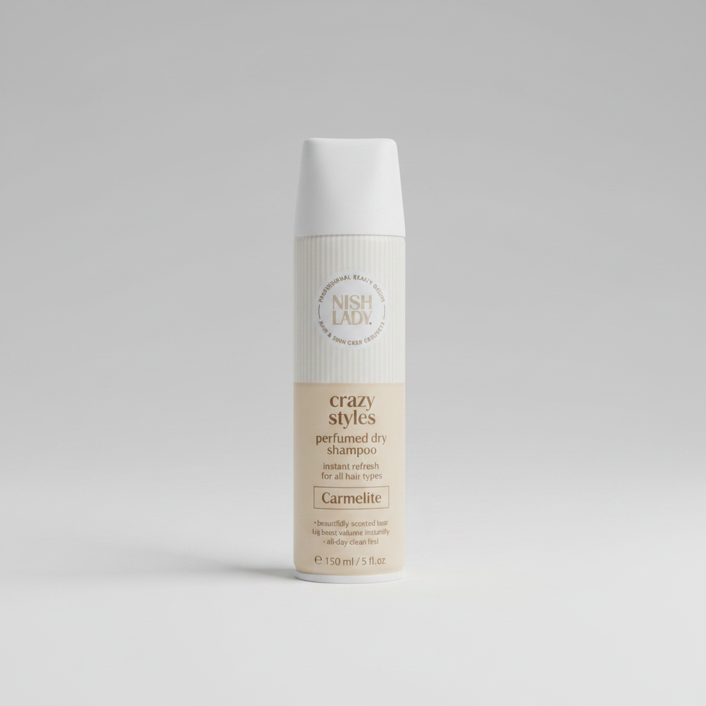 SHAMPOO SECO PERFUMADO CRAZY STYLES CARMELITE  SPRAY 150 ml - NISH LADY