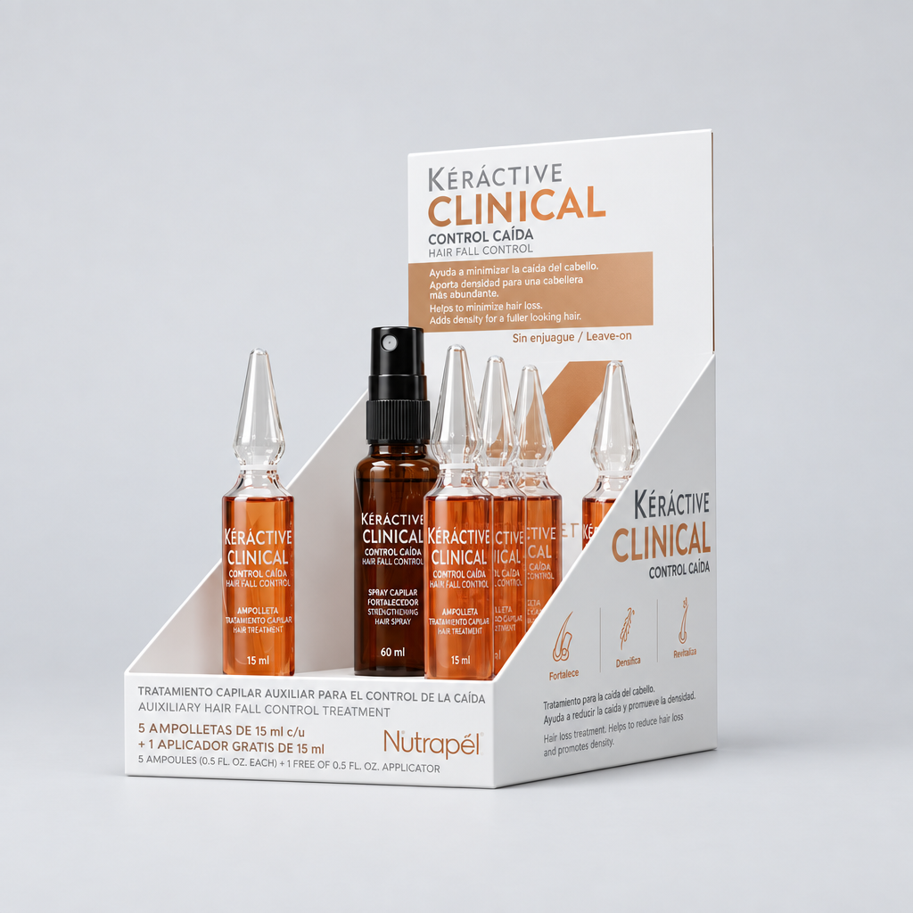 Tratamiento capilar para el control de la caída con 5 Ampolletas 15 ml c/u - NUTRAPEL