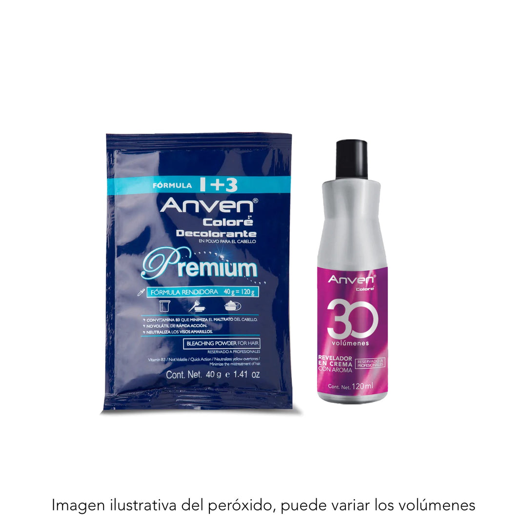 Decolorante Anven Azul Premium 40g + Peróxido 120ml
