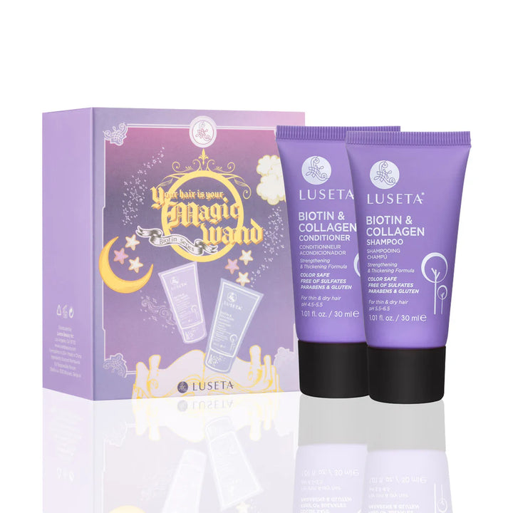 Kit Magic Wand Biotin & Collagen Fortalecimiento y Engrosamiento Luseta 2 envases de 30 ml c/u