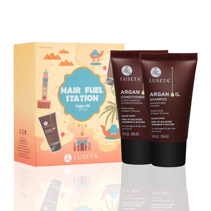 Kit Hair Fuel Station Nutritivo e Hidratante Argan Oil Luseta 2 envases de 30 ml c/u