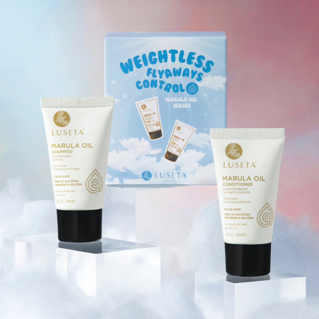 Kit Weightless Flyaways Control Hidratante y Voluminizador Marula Oil Luseta 2 envases de 30 ml c/u