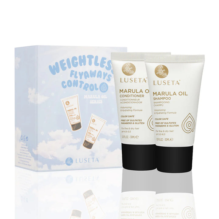 Kit Weightless Flyaways Control Hidratante y Voluminizador Marula Oil Luseta 2 envases de 30 ml c/u