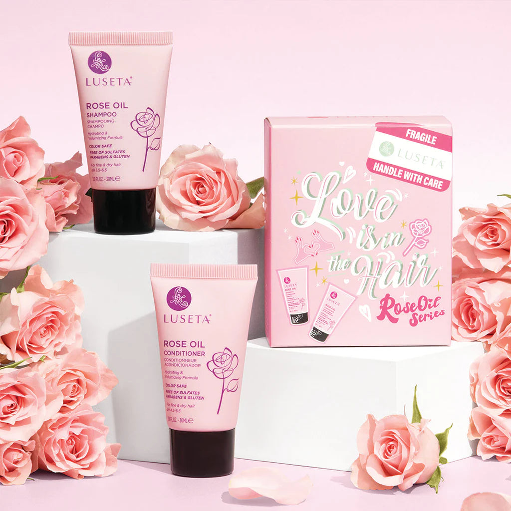 Kit Love Is In The Hair Hidratante y Voluminizador Rose Oil Luseta 2 envases de 30 ml c/u