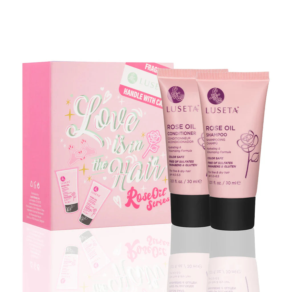 Kit Love Is In The Hair Hidratante y Voluminizador Rose Oil Luseta 2 envases de 30 ml c/u