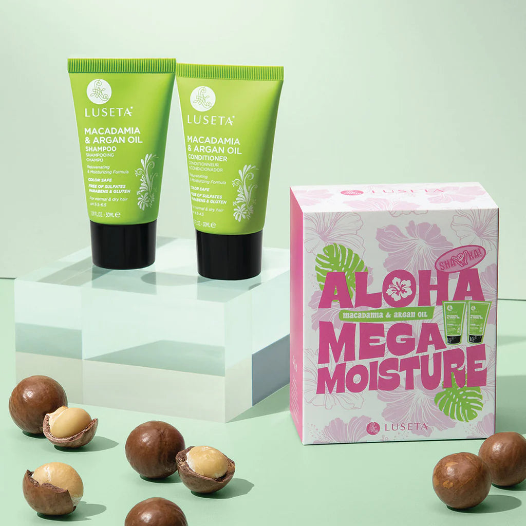 Kit Aloha Mega Moisture Hidratante y Rejuvenecedor Macadamia & Argan Oil Luseta 2 envases de 30 ml c/u