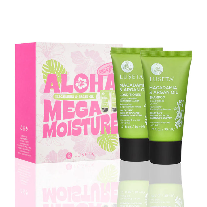 Kit Aloha Mega Moisture Hidratante y Rejuvenecedor Macadamia & Argan Oil Luseta 2 envases de 30 ml c/u