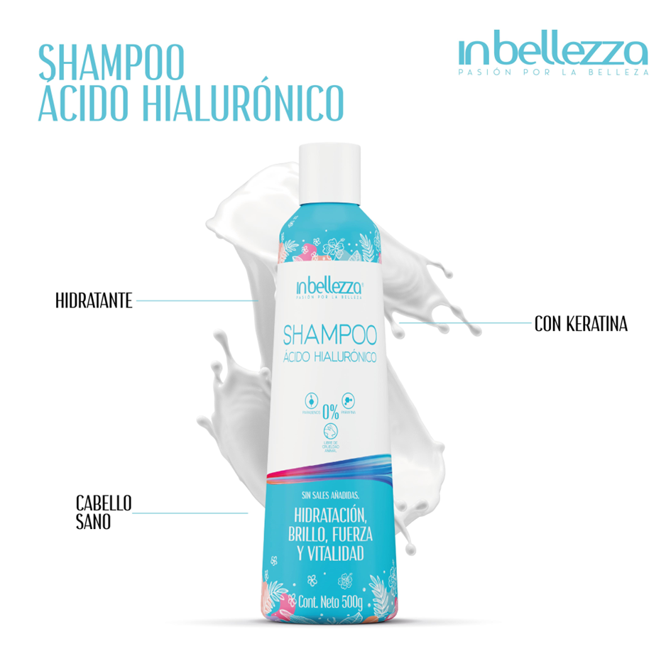 Shampoo con Ácido Hialurónico y Keratina in bellezza 500g