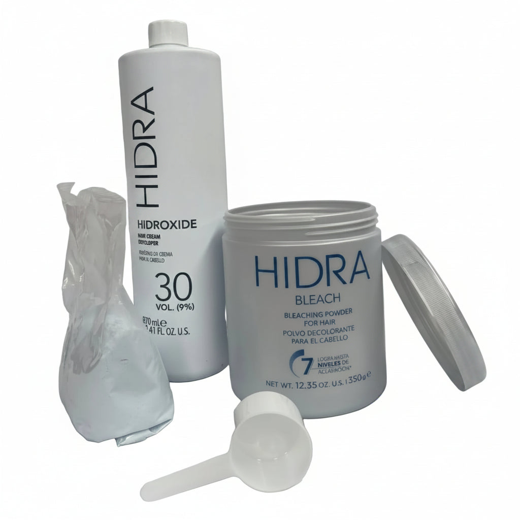 Decolorante Hidra Bleach Azul 350g + Peróxido 30 vol 1 L