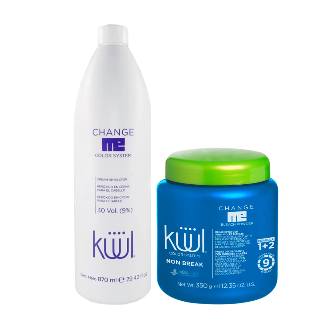 Decolorante 9 Niveles Non Break Kuul 350 g + Peróxido 30 vol 870ml
