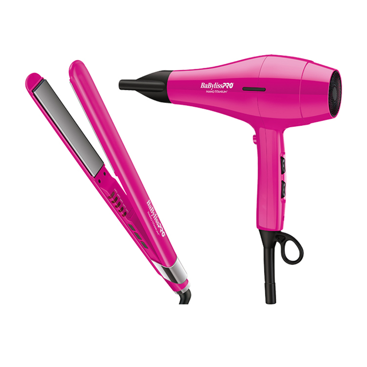 Combo Nano Titanium Pink Secadora de 2000 w y Plancha de 2.54 cm (1") BaBylissPRO BNTPP66ES