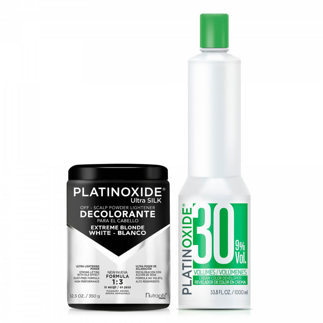Decolorante Platinoxide Blanco 350g + Peróxido 30 vol 1 L